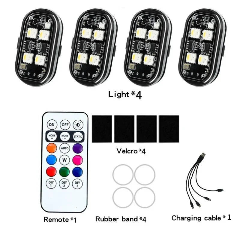 RGB LED Car Strobe Lights Wireless