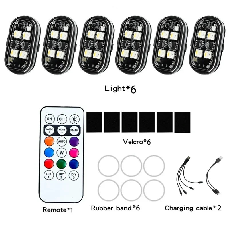 RGB LED Car Strobe Lights Wireless