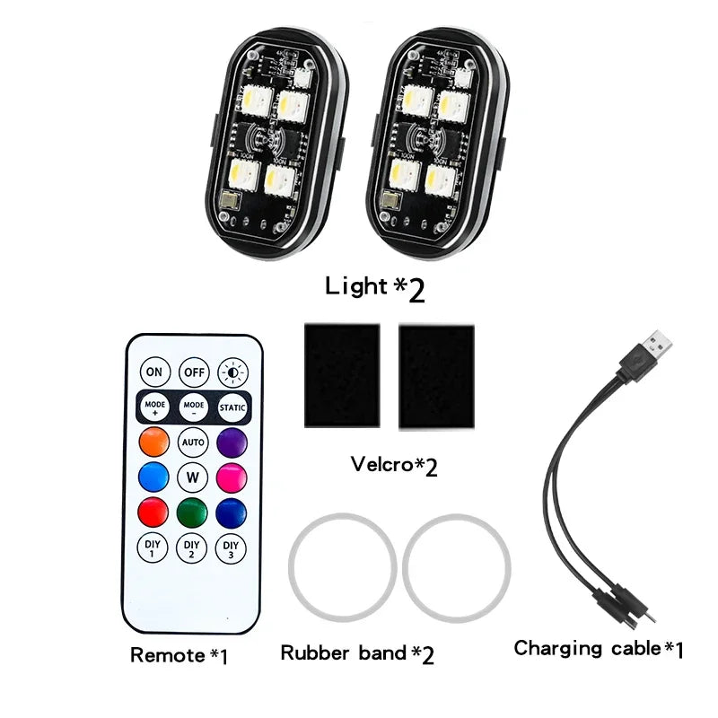 RGB LED Car Strobe Lights Wireless