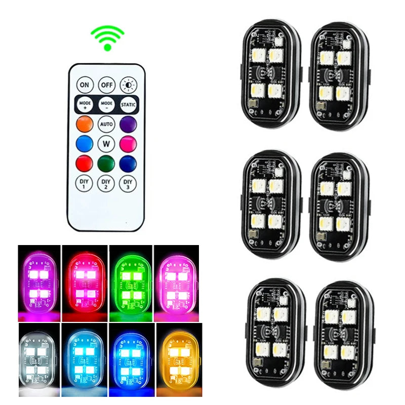 RGB LED Car Strobe Lights Wireless