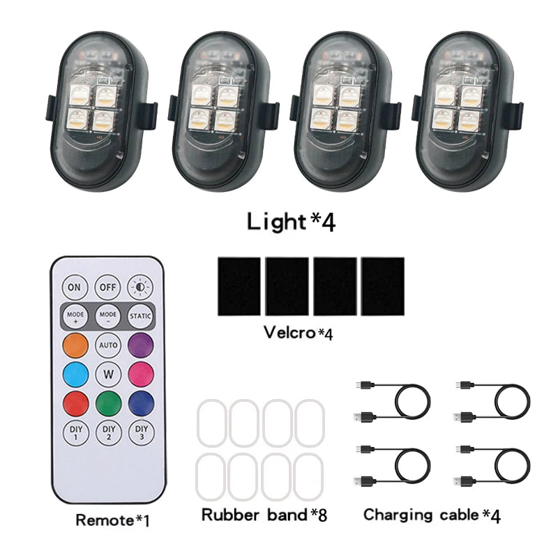 RGB LED Car Strobe Lights Wireless