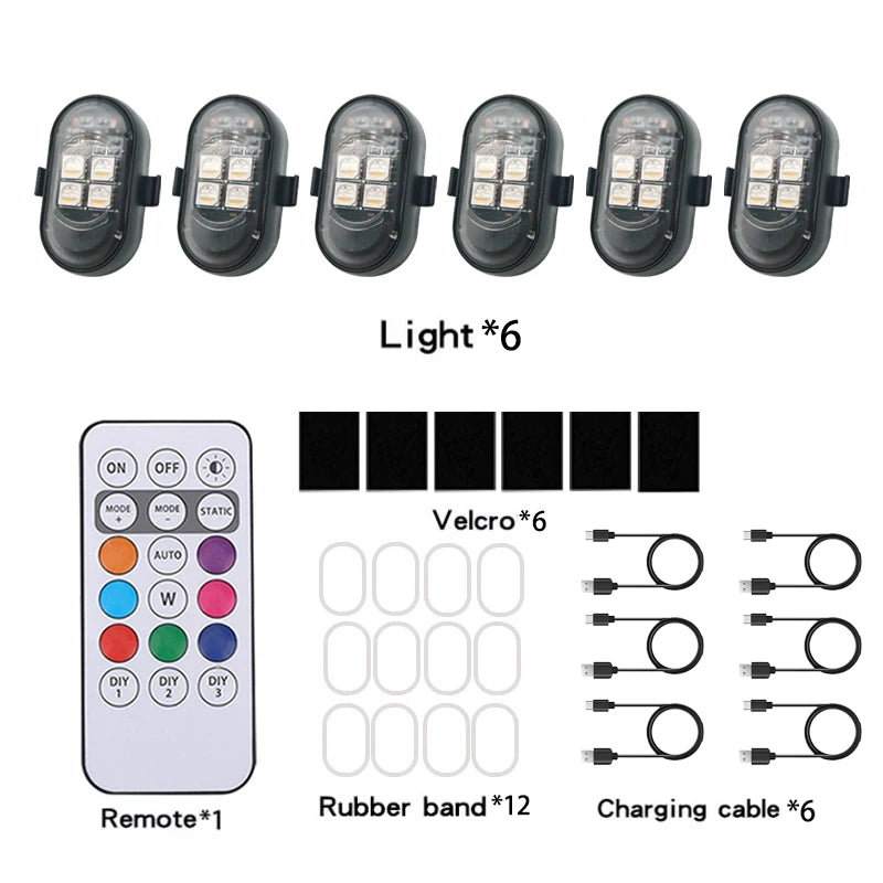 RGB LED Car Strobe Lights Wireless